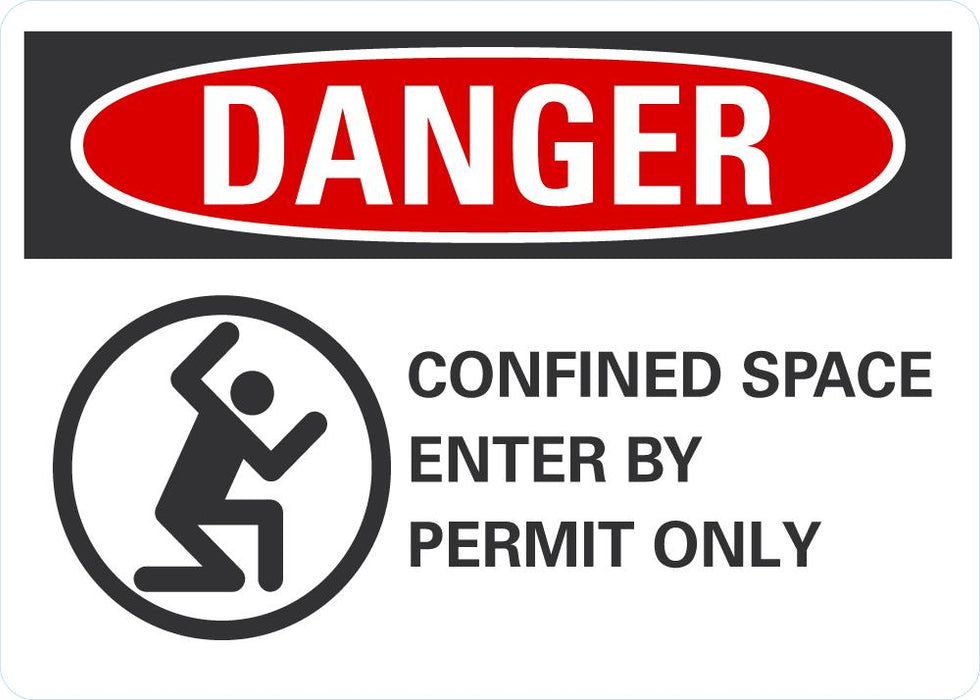 DANGER Confined Space, Enter By Permit Only Sign