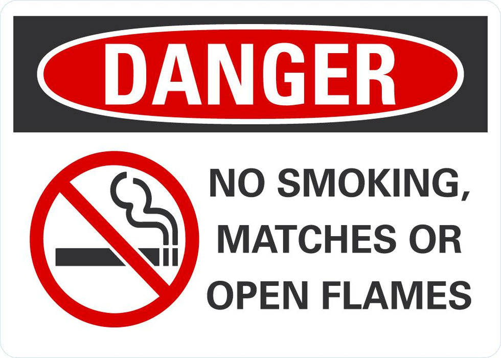 DANGER No Smoking, Matches Or Open Flames Sign