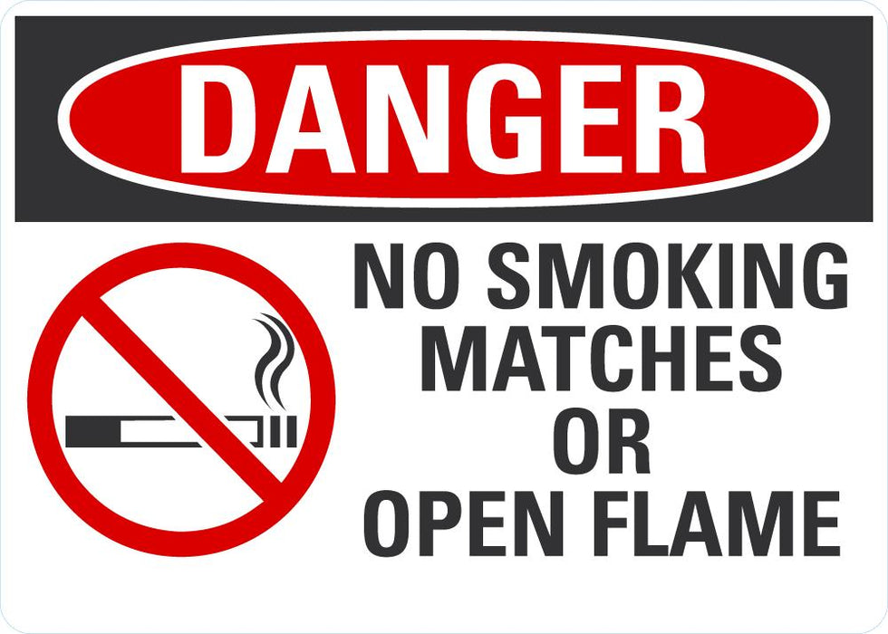 DANGER No Smoking, Matches Or Open Flames Sign