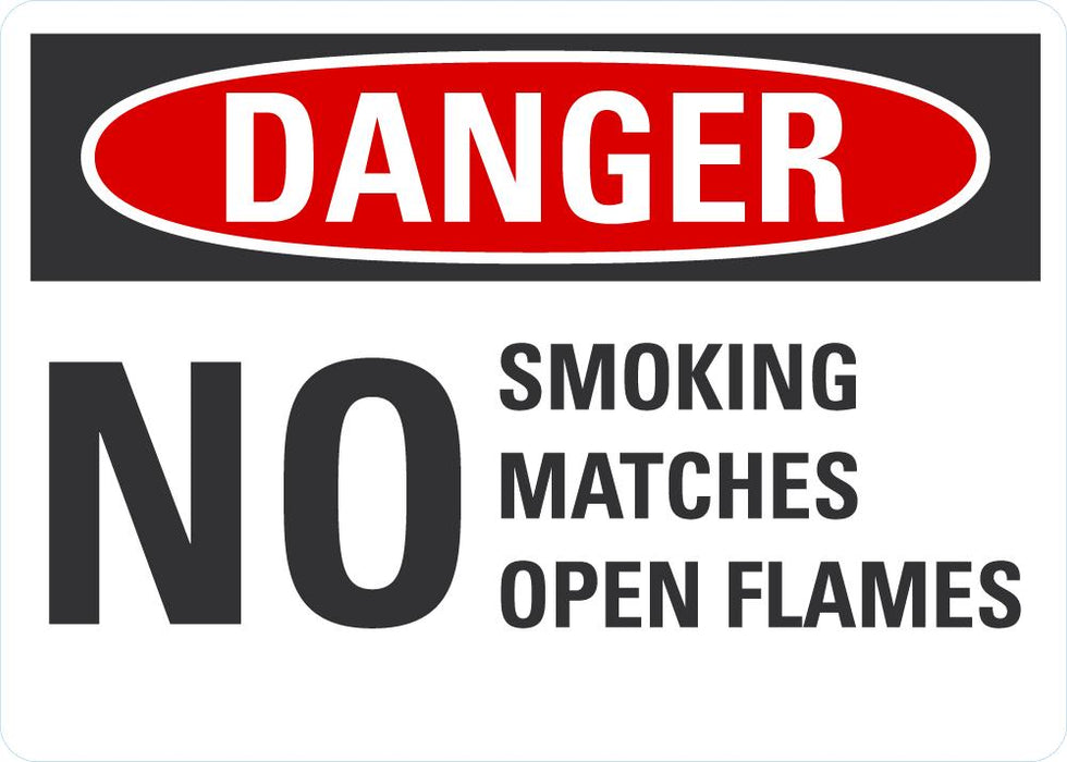 DANGER No Smoking, Matches Or Open Flames Sign