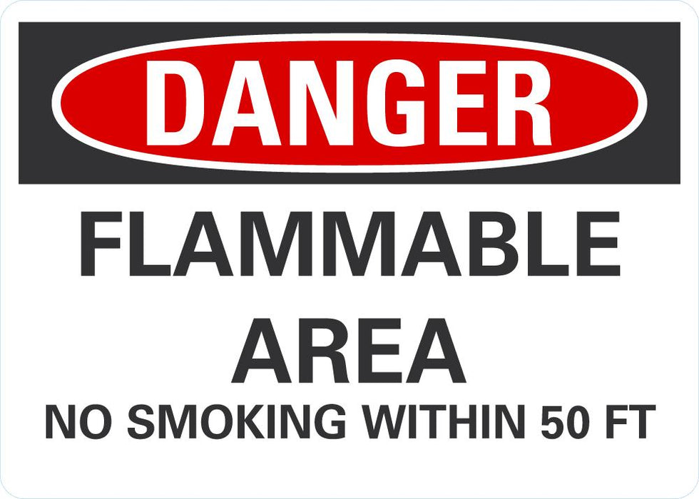 DANGER Flammable Area, No Smoking Sign