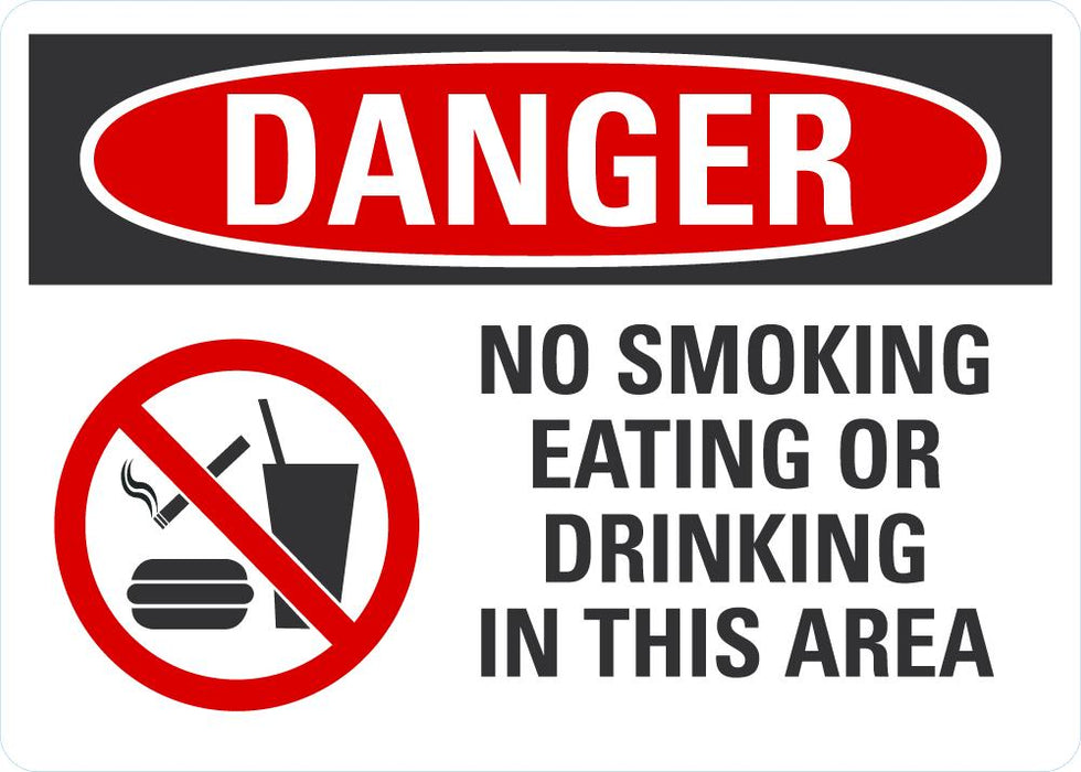 DANGER No Smoking, Eating Or Drinking Sign