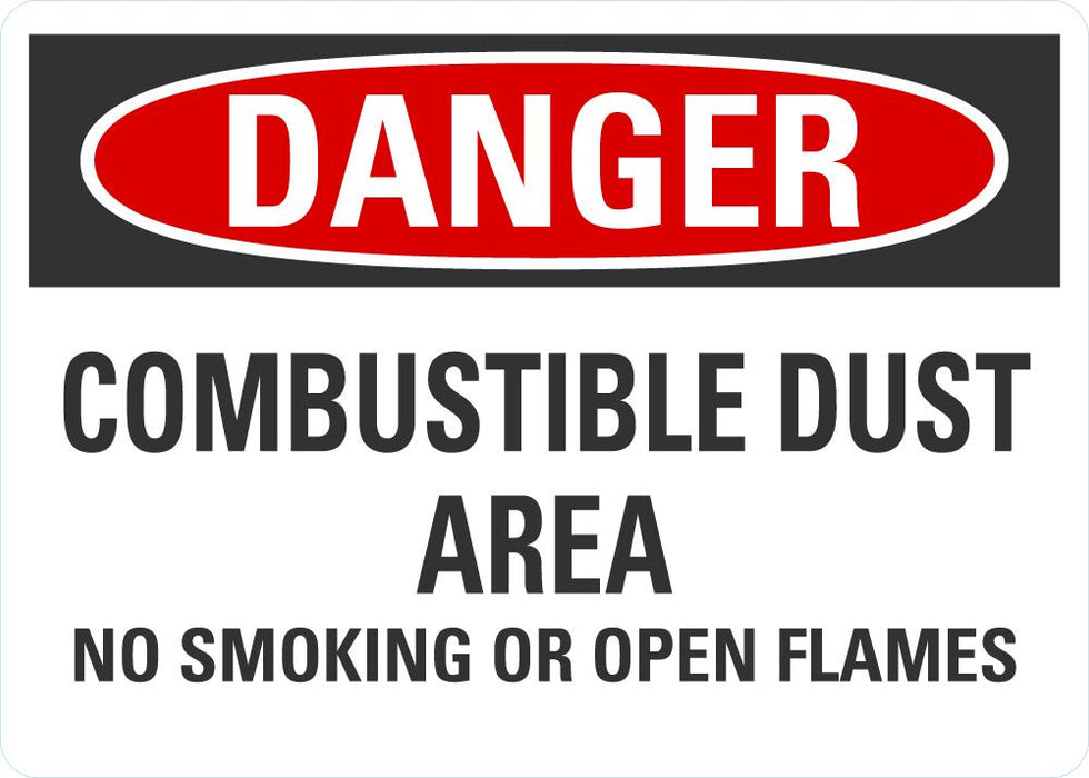 DANGER Combustible Dust Area, No Smoking Sign