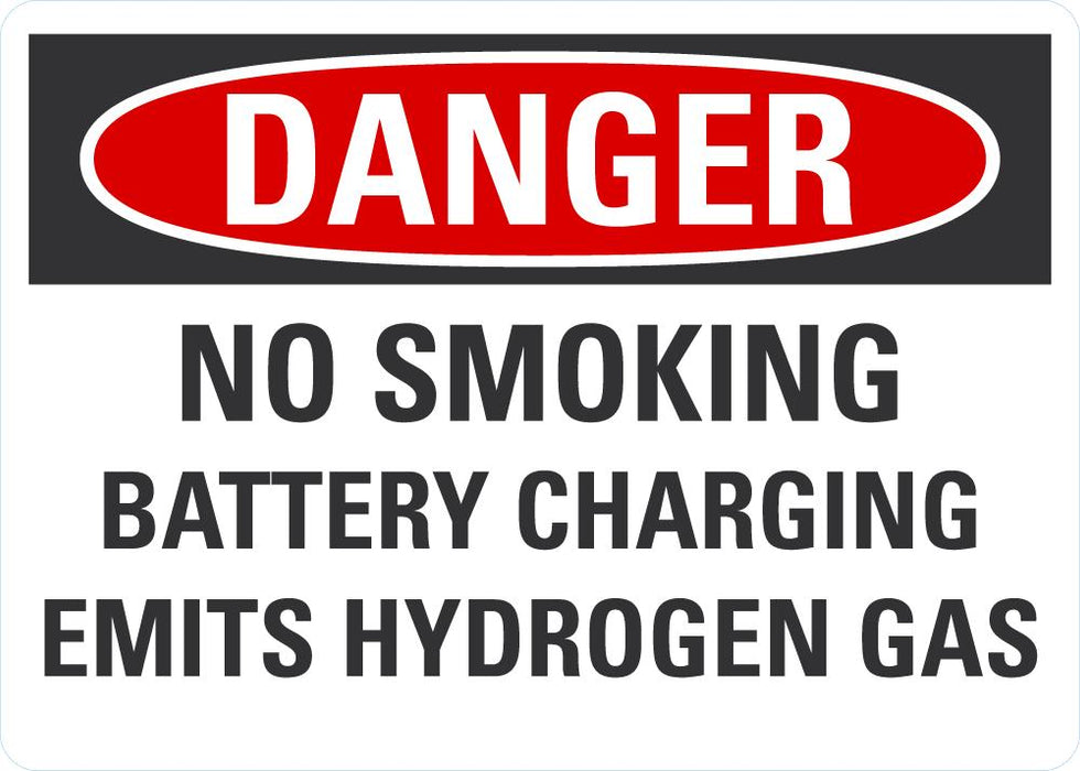 DANGER No Smoking, Battery Emits Hydrogen Gas Sign