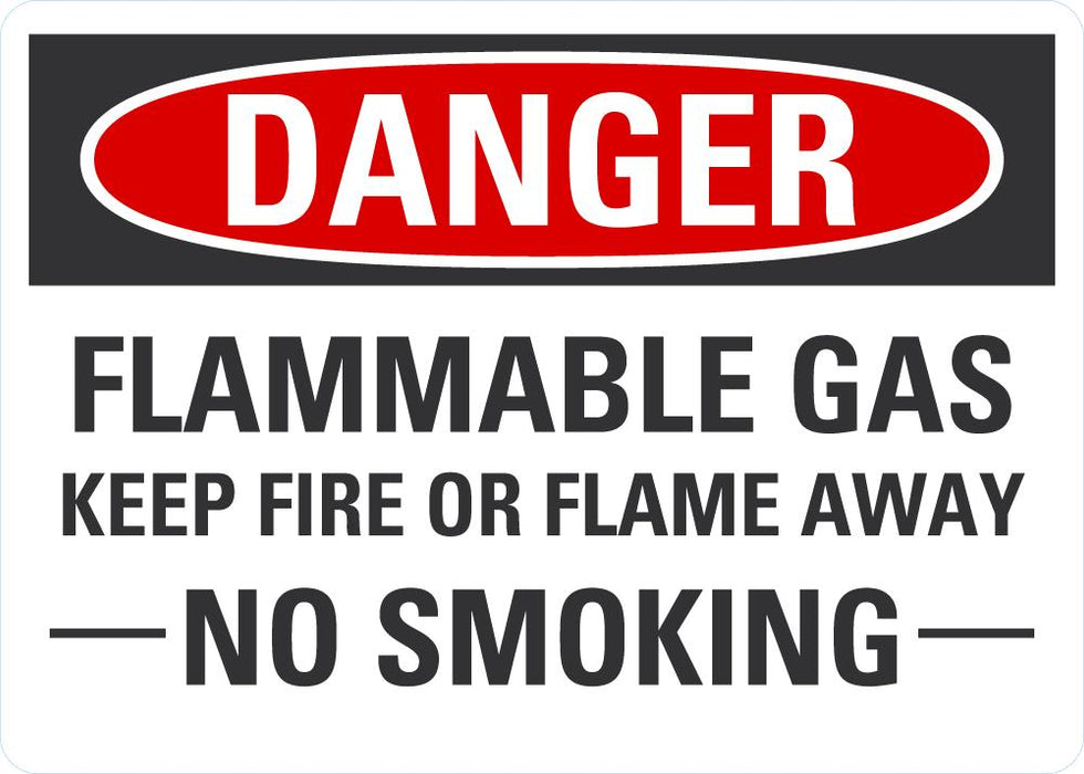 DANGER Flammable Gas, No Smoking Sign