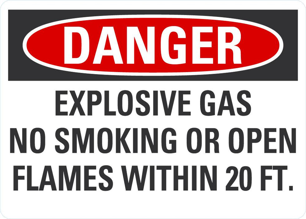 DANGER Explosive Gas, No Smoking Sign