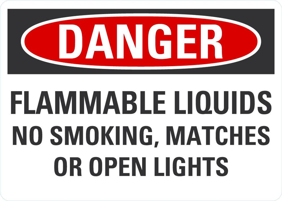DANGER Flammable Liquids, No Smoking Sign