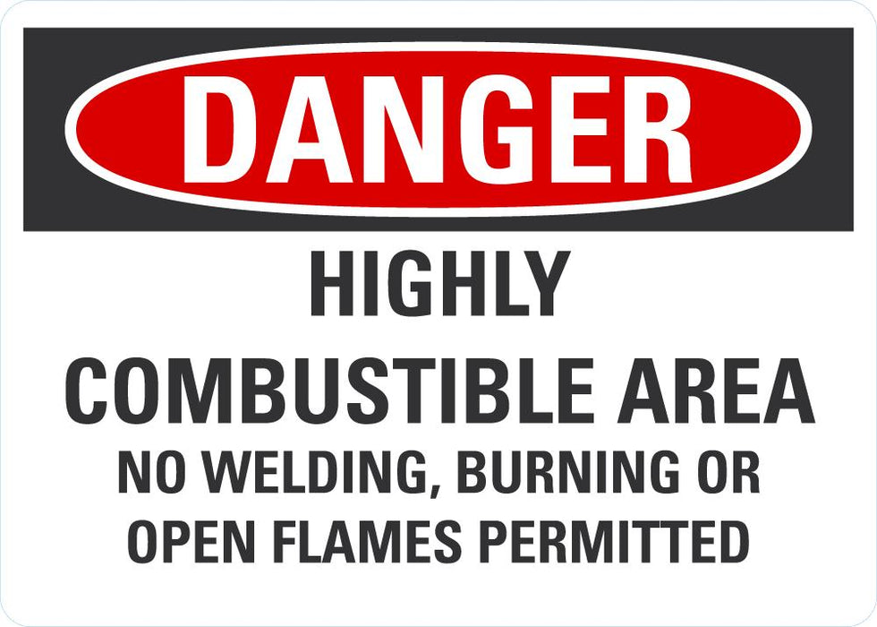 DANGER Highly Combustible Area Sign