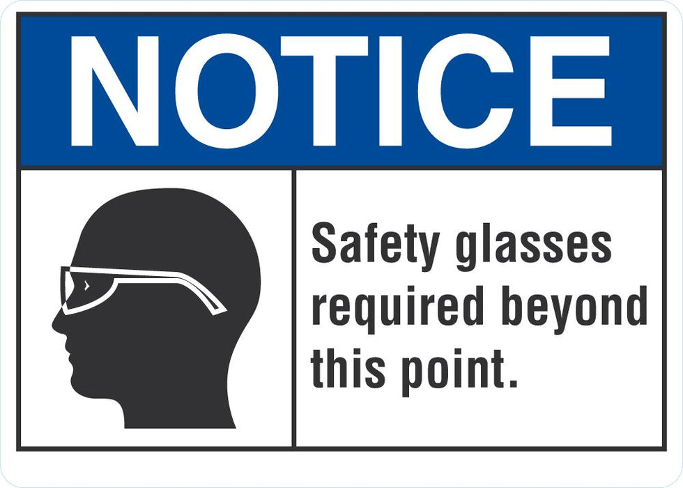 NOTICE Safety Glasses Required Sign