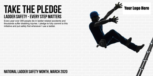 Ladder Safety Pledge Banner | Design 1  - Customize with your Logo - makesafetyvisible.com