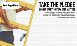 Ladder Safety Pledge Banner | Design 2  - Customize with your Logo - makesafetyvisible.com