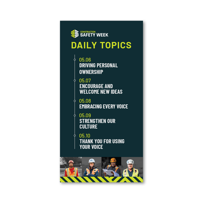 Construction Safety Week 2024 Daily Topics Banner