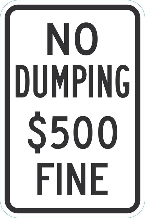 No Dumping $500 Sign