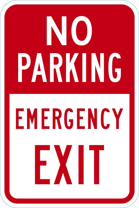No Parking, Emergency Exit Sign