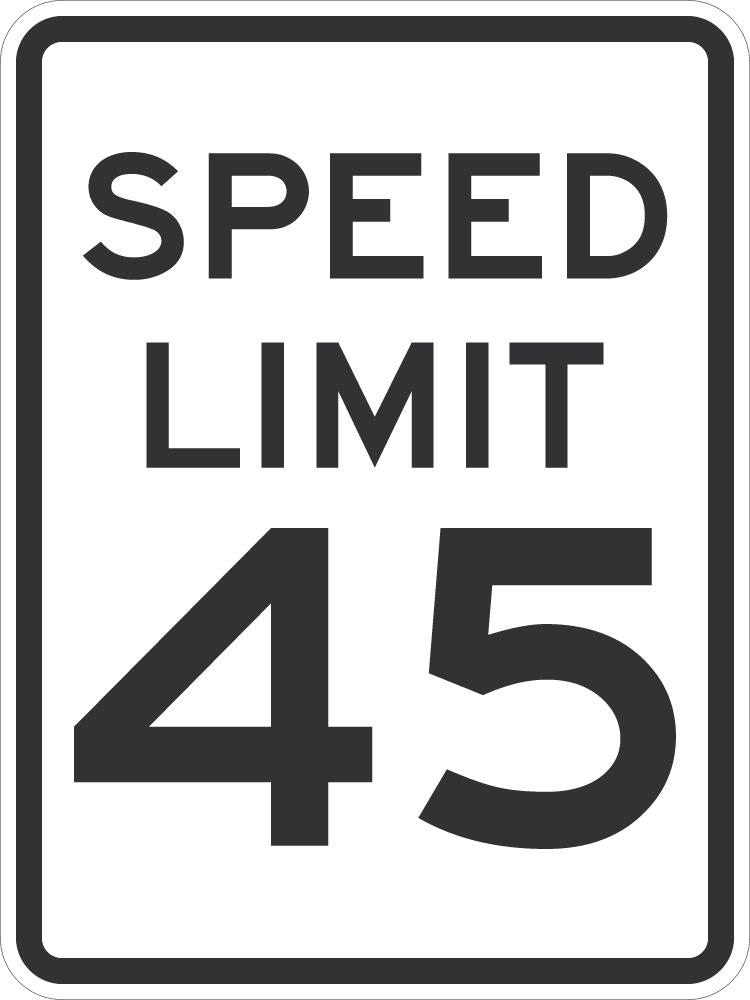Speed Limit 45 Traffic Sign — makesafetyvisible.com