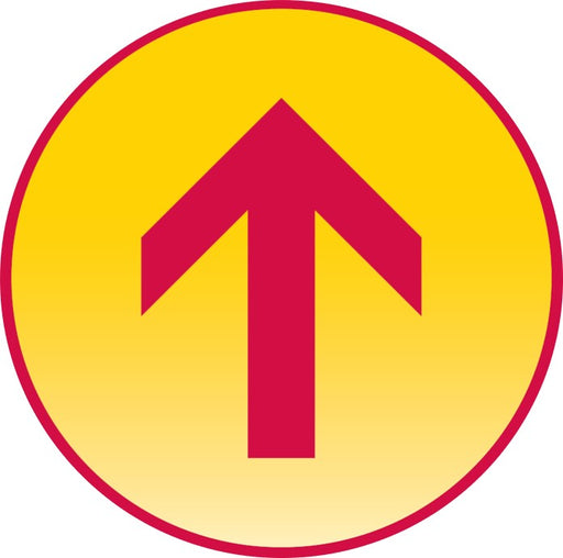 DHL Brand Approved 'Arrow' Social Distancing Floor Sticker - 12'' Diameter - makesafetyvisible.com